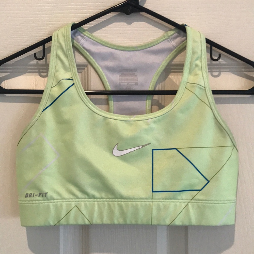 S yellow nike dri fit sports bra